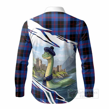 Maule Tartan Crest Loch Ness Monster Scottish Heritage Art Long Sleeve Button Shirts