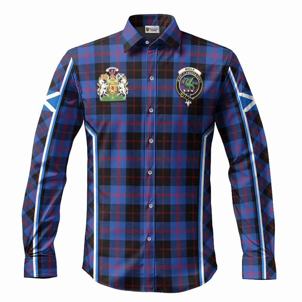 Maule Tartan Crest Long Sleeve Button Shirts Scotland Coat of Arm Flag Style - Tartan Vibes Clothing
