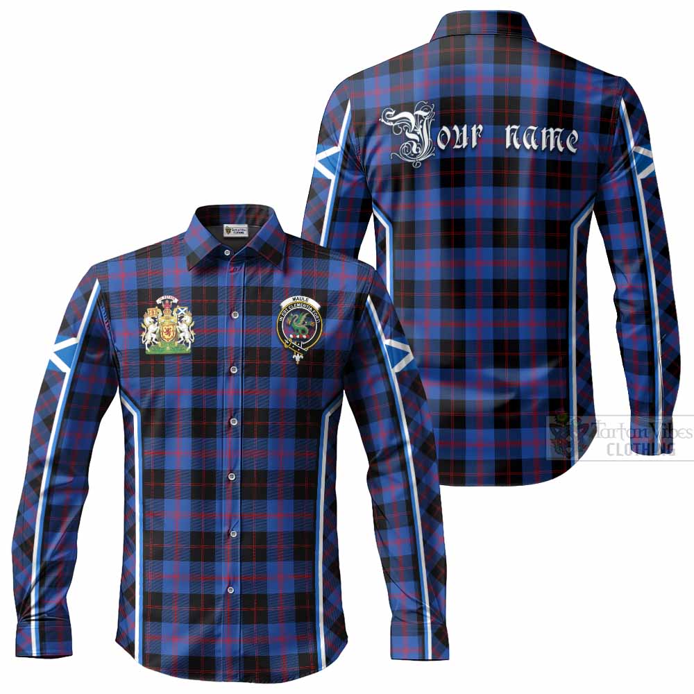 Maule Tartan Crest Long Sleeve Button Shirts Scotland Coat of Arm Flag Style - Tartan Vibes Clothing