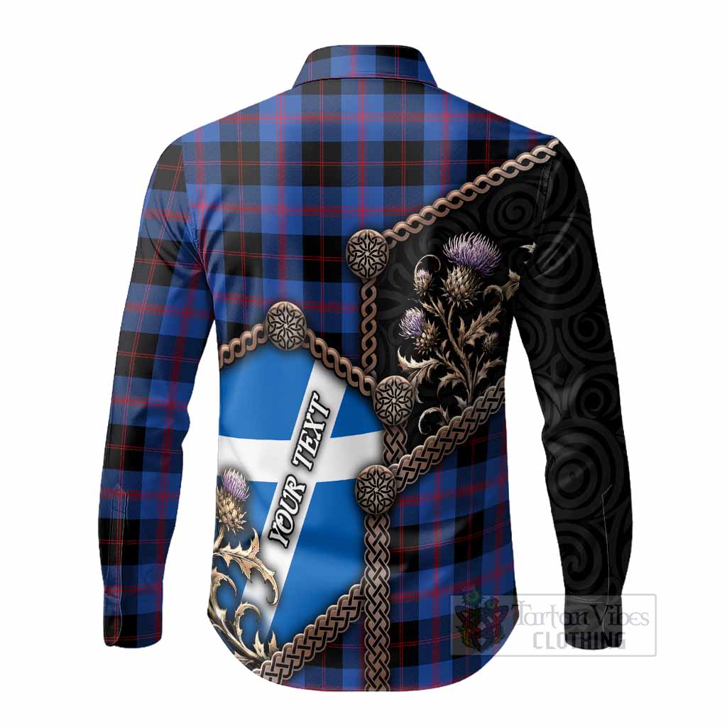 Maule Tartan Crest Long Sleeve Button Shirts Scottish Thistle Loch Ness Monster