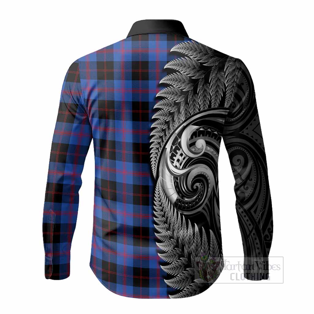 Maule Tartan Crest Long Sleeve Button Shirts With New Zealand Silver Fern Maori Koru