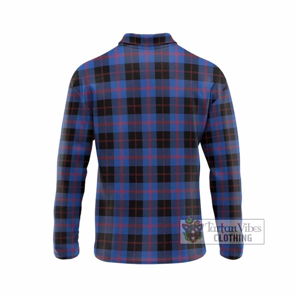 Maule Tartan Crest Long Sleeve Polo Shirt Ferocious Lion Style