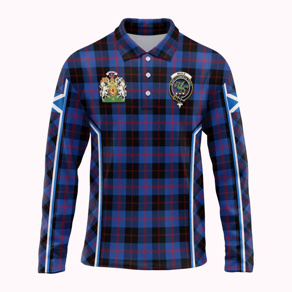 Maule Tartan Crest Long Sleeve Polo Shirt Scotland Coat of Arm Flag Style - Tartan Vibes Clothing