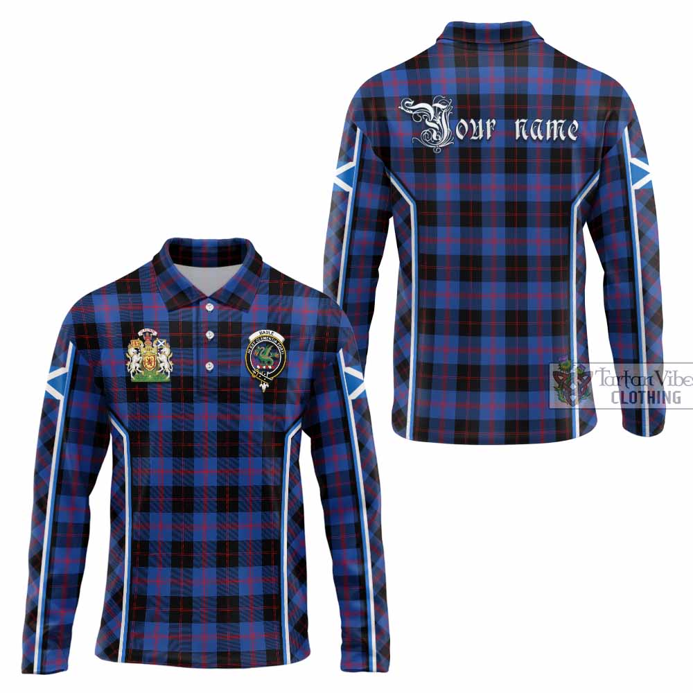 Maule Tartan Crest Long Sleeve Polo Shirt Scotland Coat of Arm Flag Style - Tartan Vibes Clothing