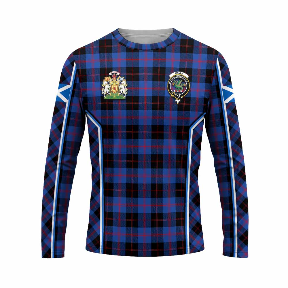 Maule Tartan Crest Long Sleeve T-Shirt Scotland Coat of Arm Flag Style - Tartan Vibes Clothing