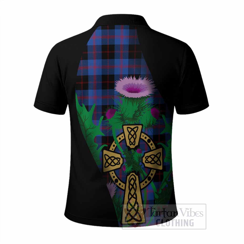 Maule Tartan Crest Polo Shirt Celtic Cross Thistle Flowers
