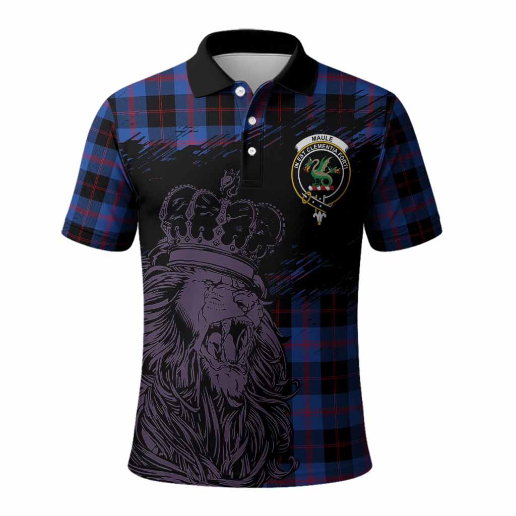 Maule Tartan Crest Polo Shirt Crowned Lion Heritage Style