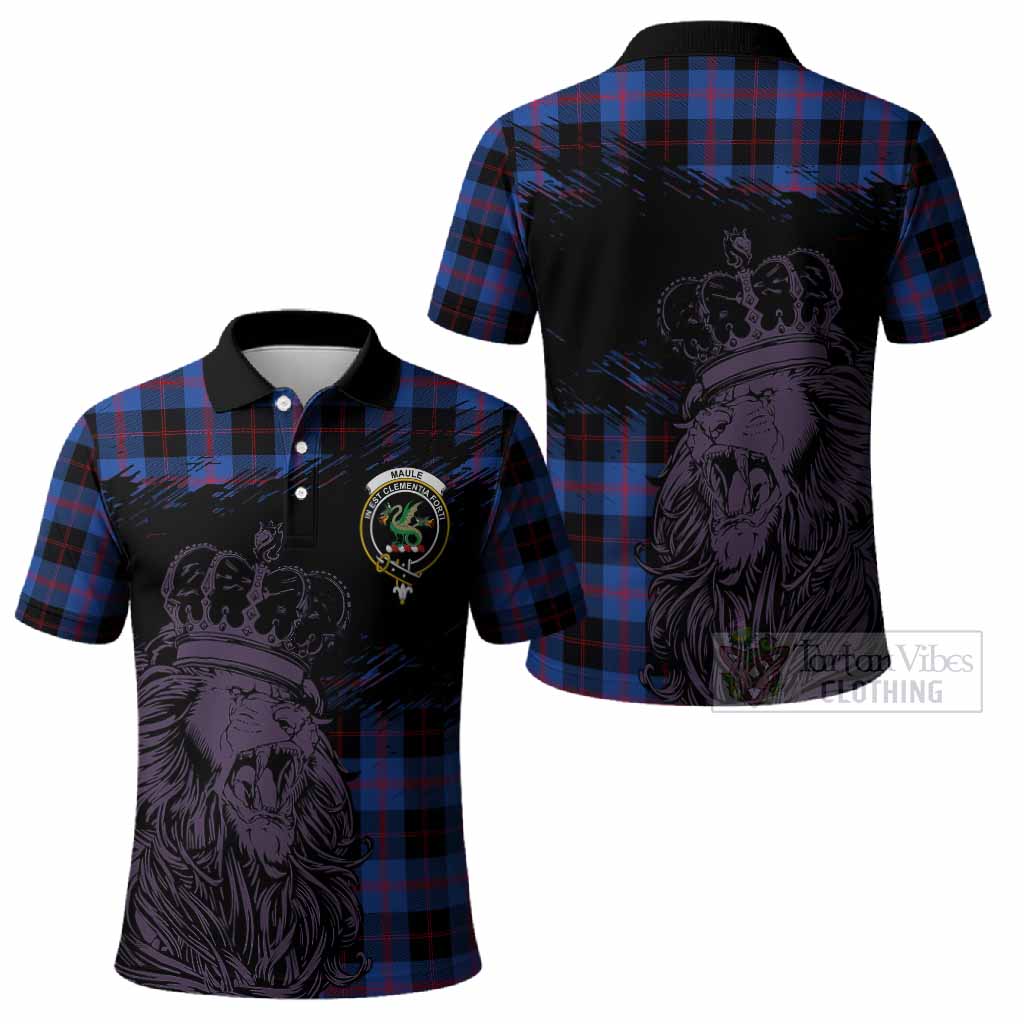 Maule Tartan Crest Polo Shirt Crowned Lion Heritage Style