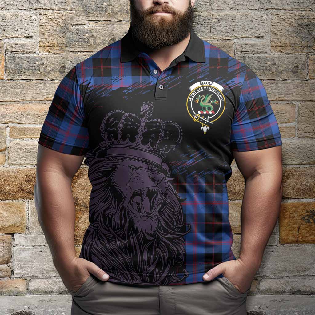 Maule Tartan Crest Polo Shirt Crowned Lion Heritage Style