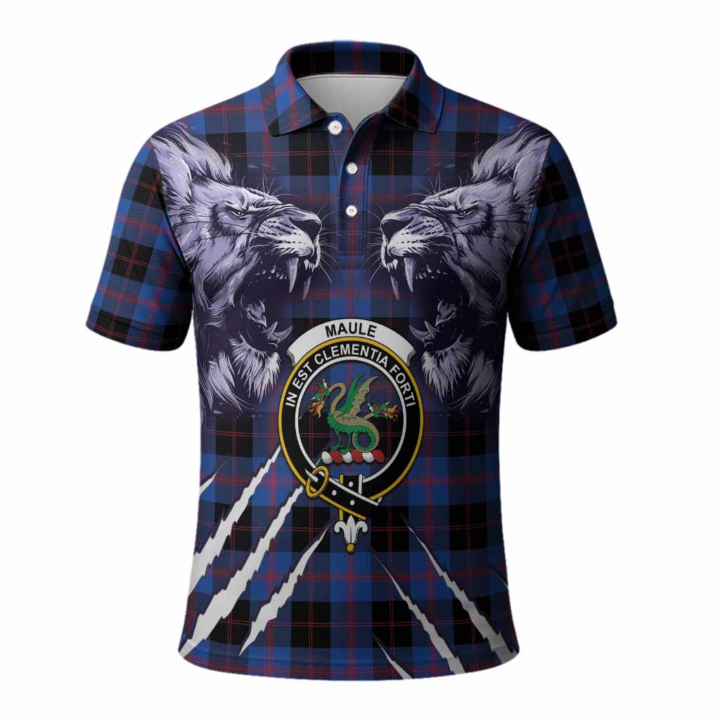 Maule Tartan Crest Polo Shirt Ferocious Lion Style