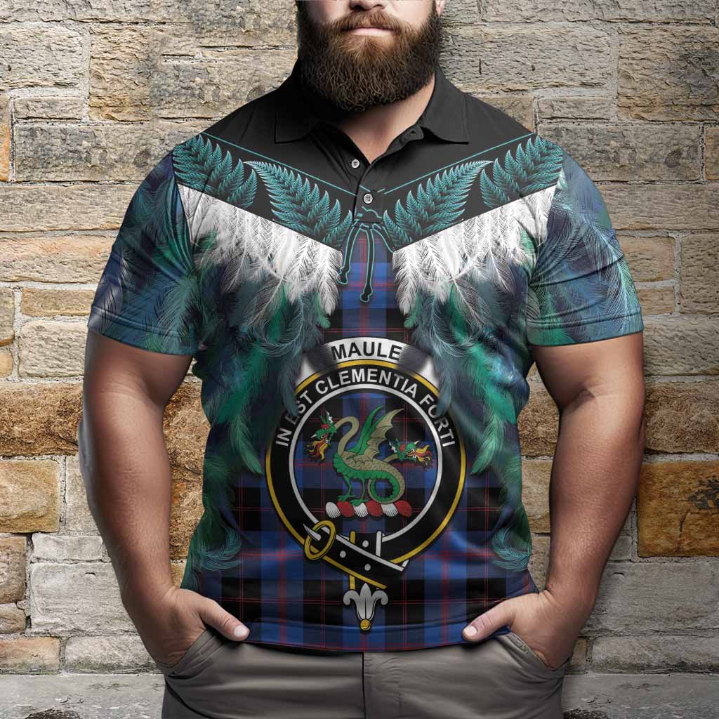 Maule Tartan Crest Polo Shirt New Zealand Maori Korowai Cloak