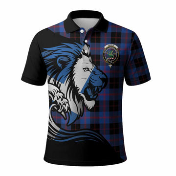 Maule Tartan Crest Polo Shirt Scottish Golden Lions Wave Flow