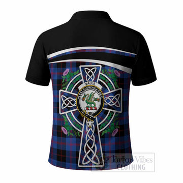 Maule Tartan Crest Polo Shirt Scottish Thistle Celtic Cross Alba Gu Brath