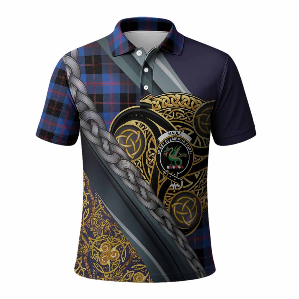 Maule Tartan Crest Polo Shirt Scottish Triskele Celtic