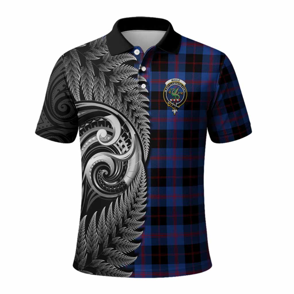 Maule Tartan Crest Polo Shirt With New Zealand Silver Fern Maori Koru