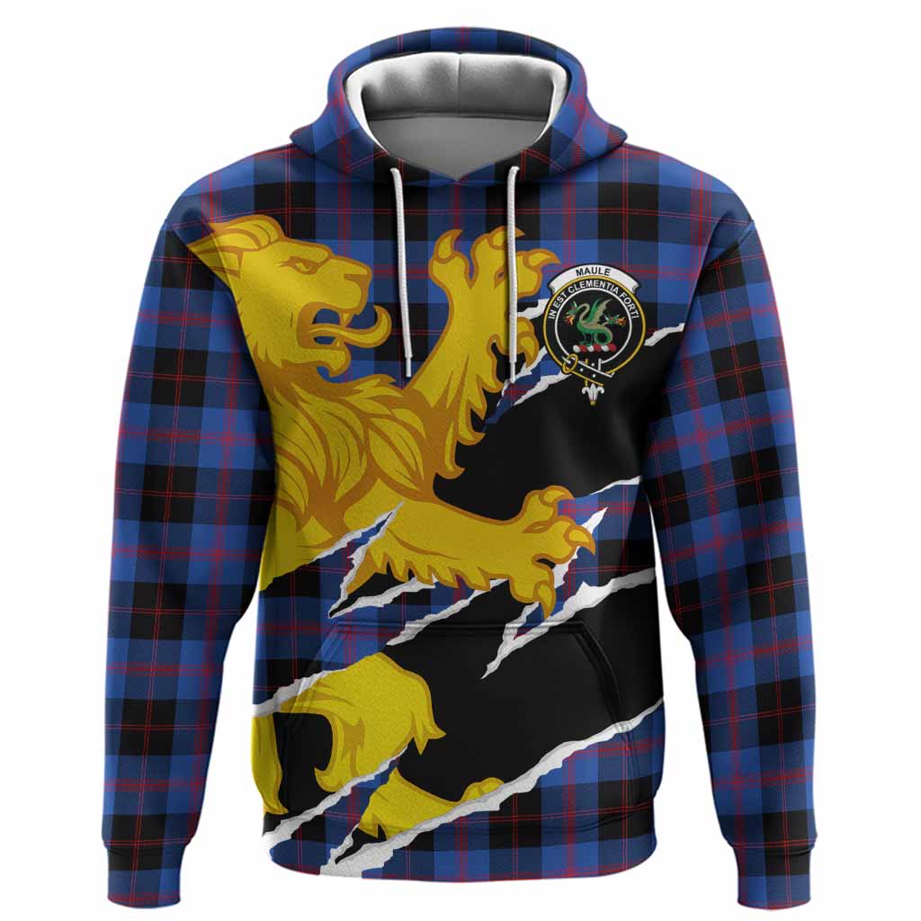 Maule Tartan Crest Scottish Hoodie Heraldic Golden Lion