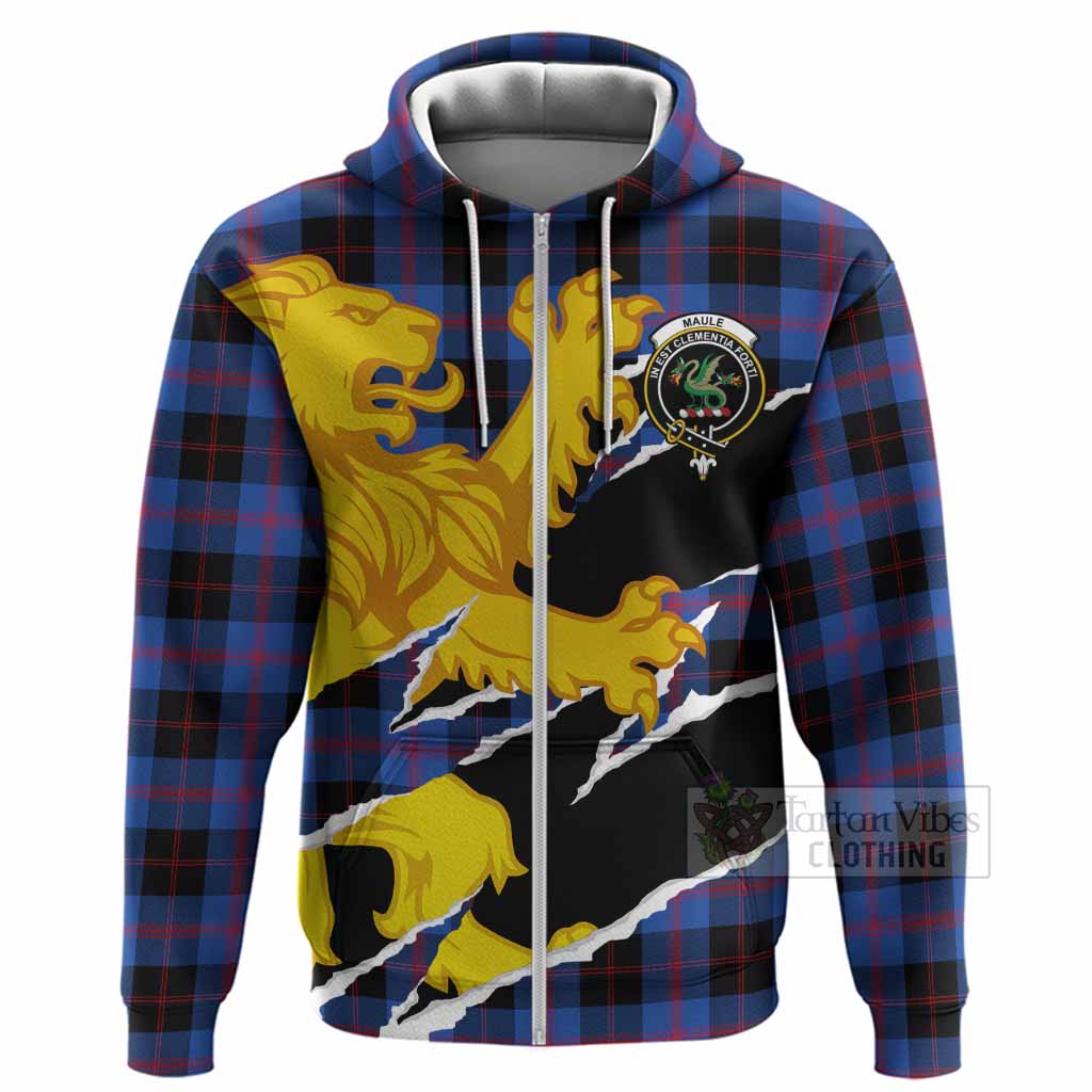 Maule Tartan Crest Scottish Hoodie Heraldic Golden Lion