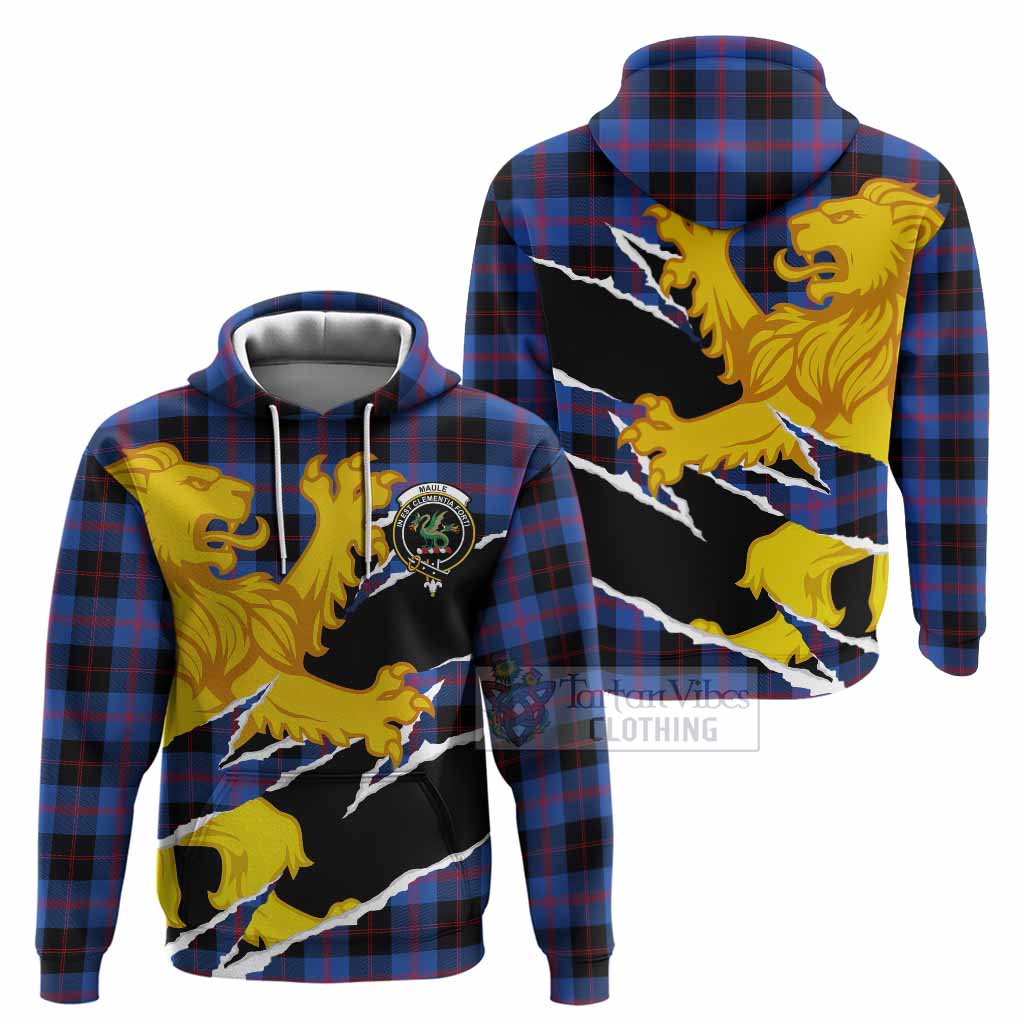 Maule Tartan Crest Scottish Hoodie Heraldic Golden Lion