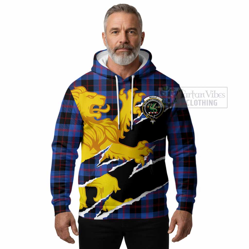 Maule Tartan Crest Scottish Hoodie Heraldic Golden Lion