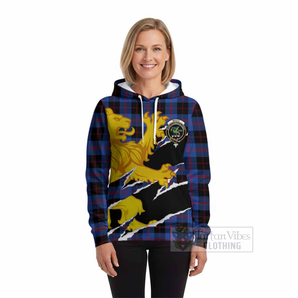 Maule Tartan Crest Scottish Hoodie Heraldic Golden Lion