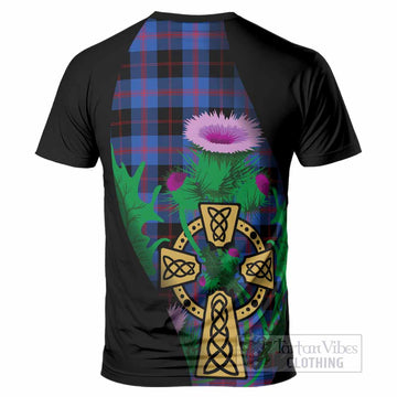 Maule Tartan Crest T-Shirt Celtic Cross Thistle Flowers