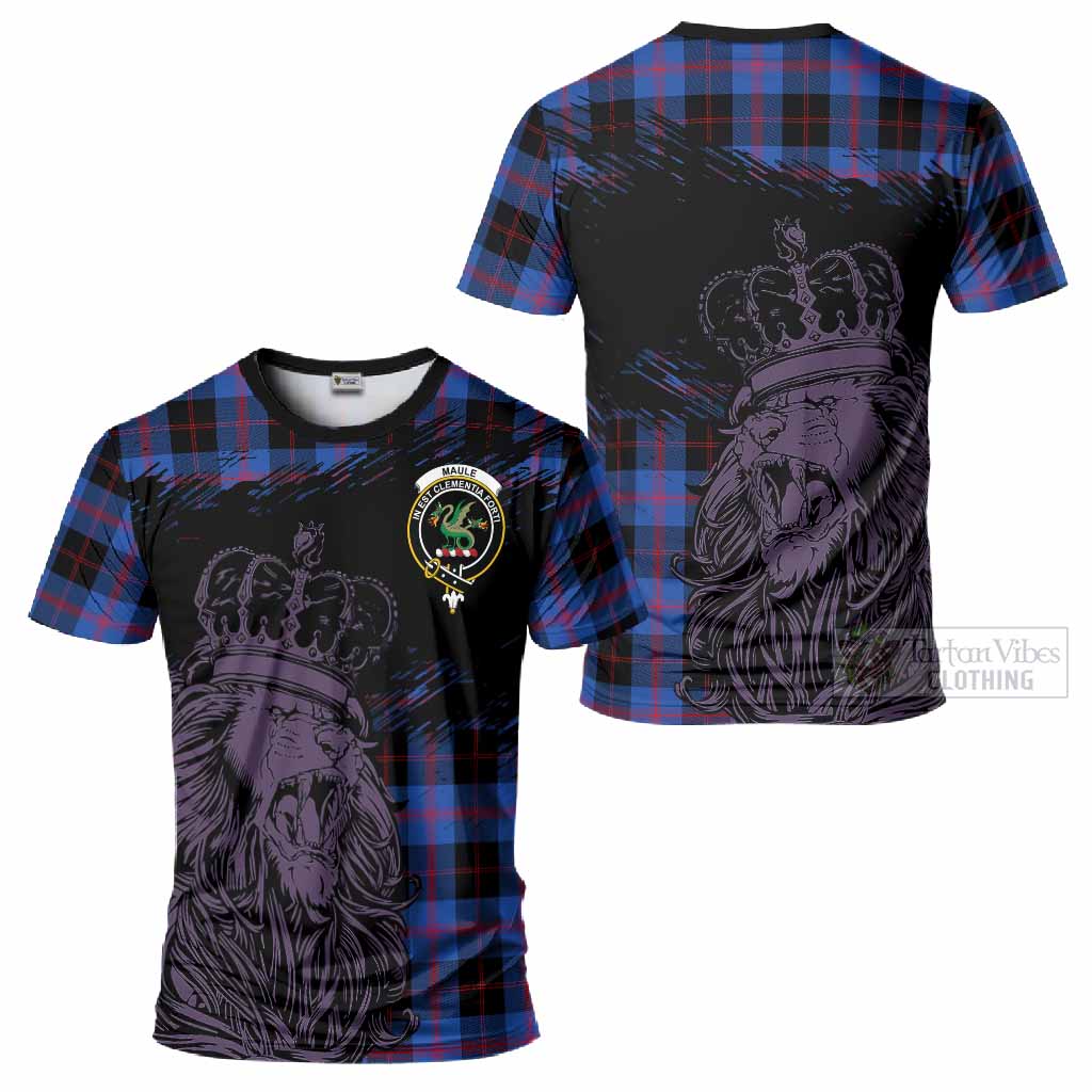 Maule Tartan Crest T-Shirt Crowned Lion Heritage Style