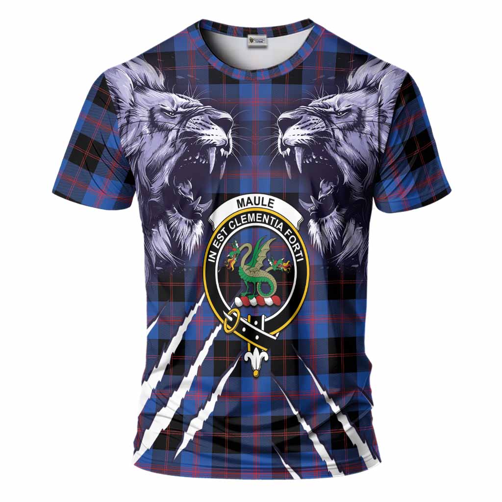 Maule Tartan Crest T-Shirt Ferocious Lion Style