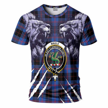 Maule Tartan Crest T-Shirt Ferocious Lion Style