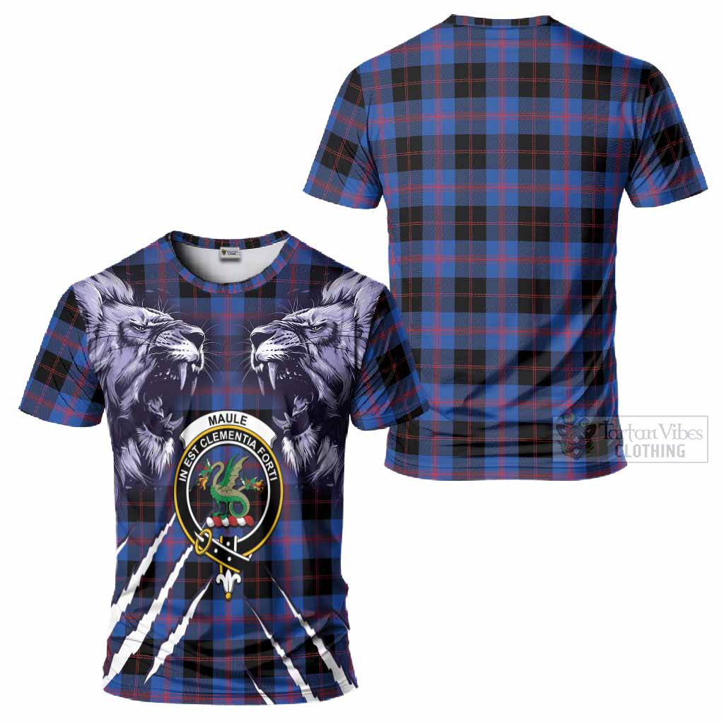 Maule Tartan Crest T-Shirt Ferocious Lion Style