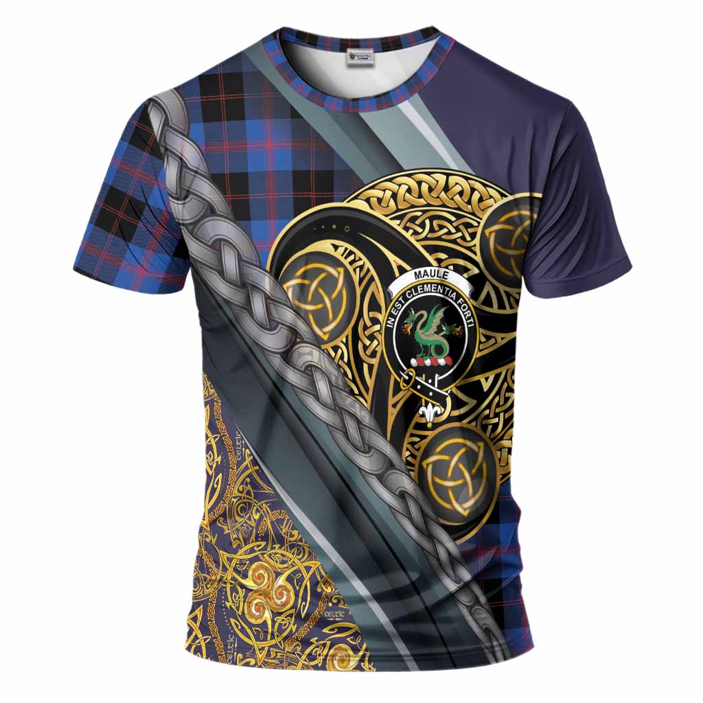 Maule Tartan Crest T-Shirt Scottish Triskele Celtic