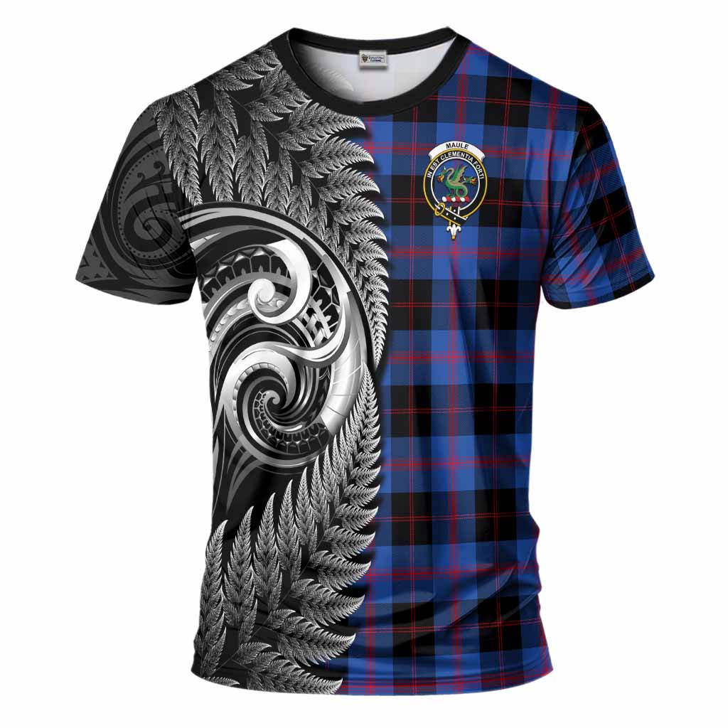 Maule Tartan Crest T-Shirt With New Zealand Silver Fern Maori Koru