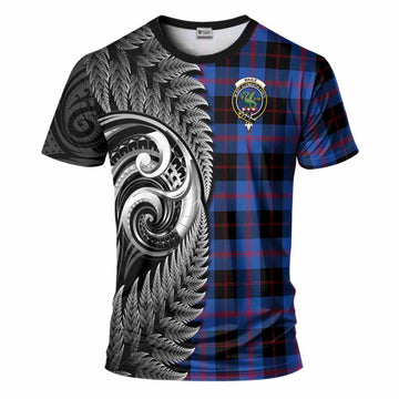 Maule Tartan Crest T-Shirt With New Zealand Silver Fern Maori Koru