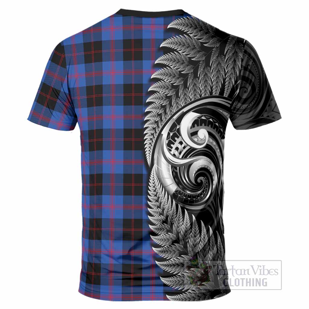 Maule Tartan Crest T-Shirt With New Zealand Silver Fern Maori Koru