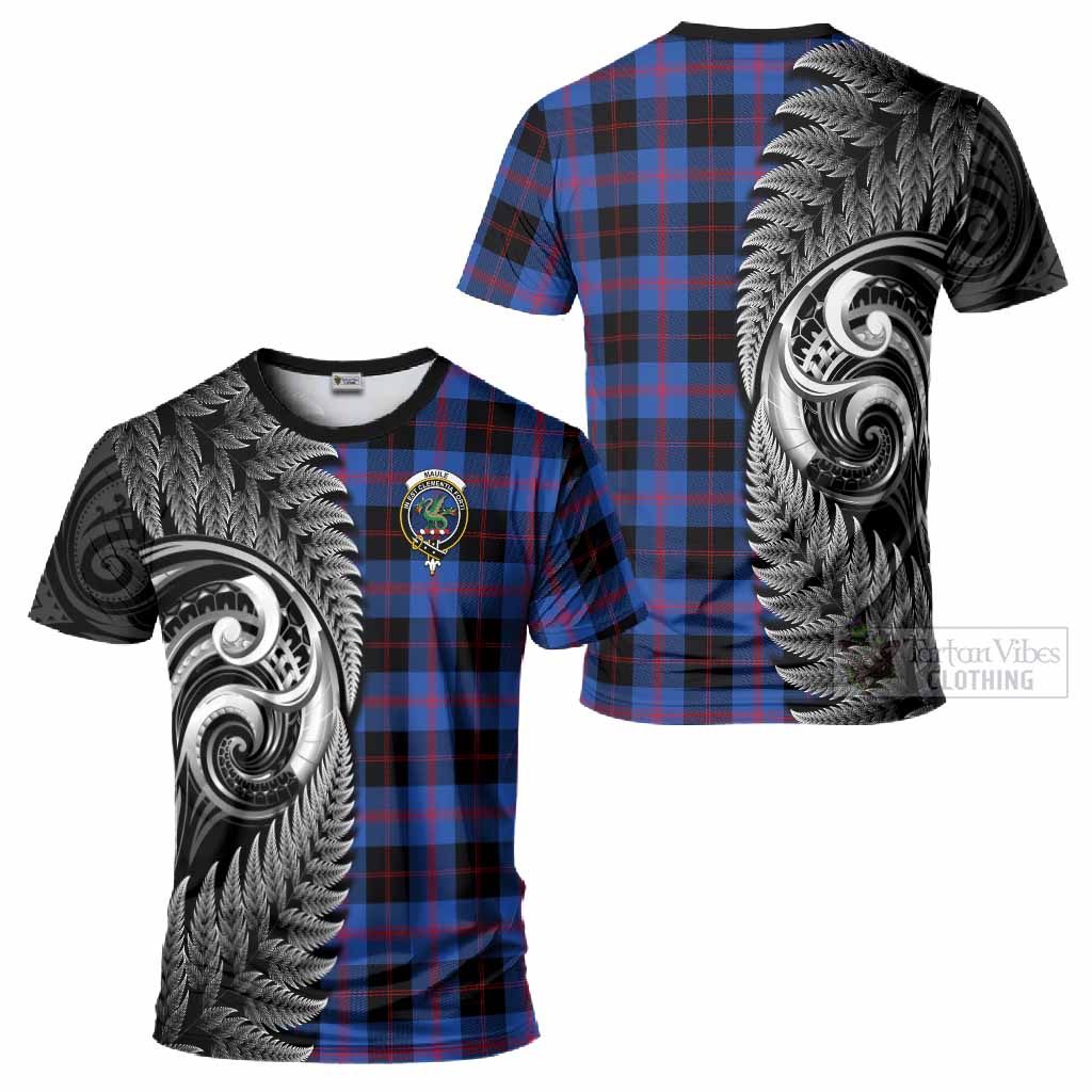 Maule Tartan Crest T-Shirt With New Zealand Silver Fern Maori Koru