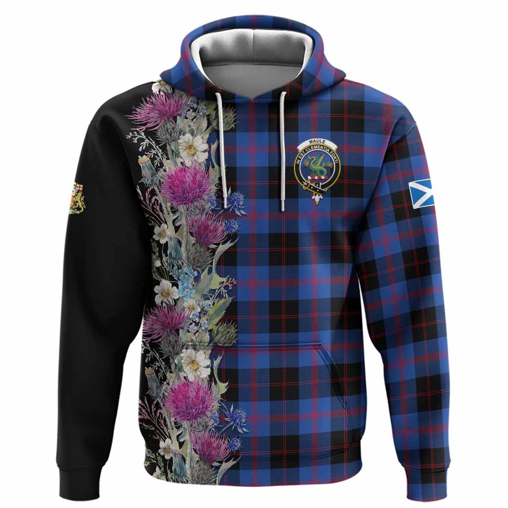 Maule Tartan Crest Thistle Floral Hoodie