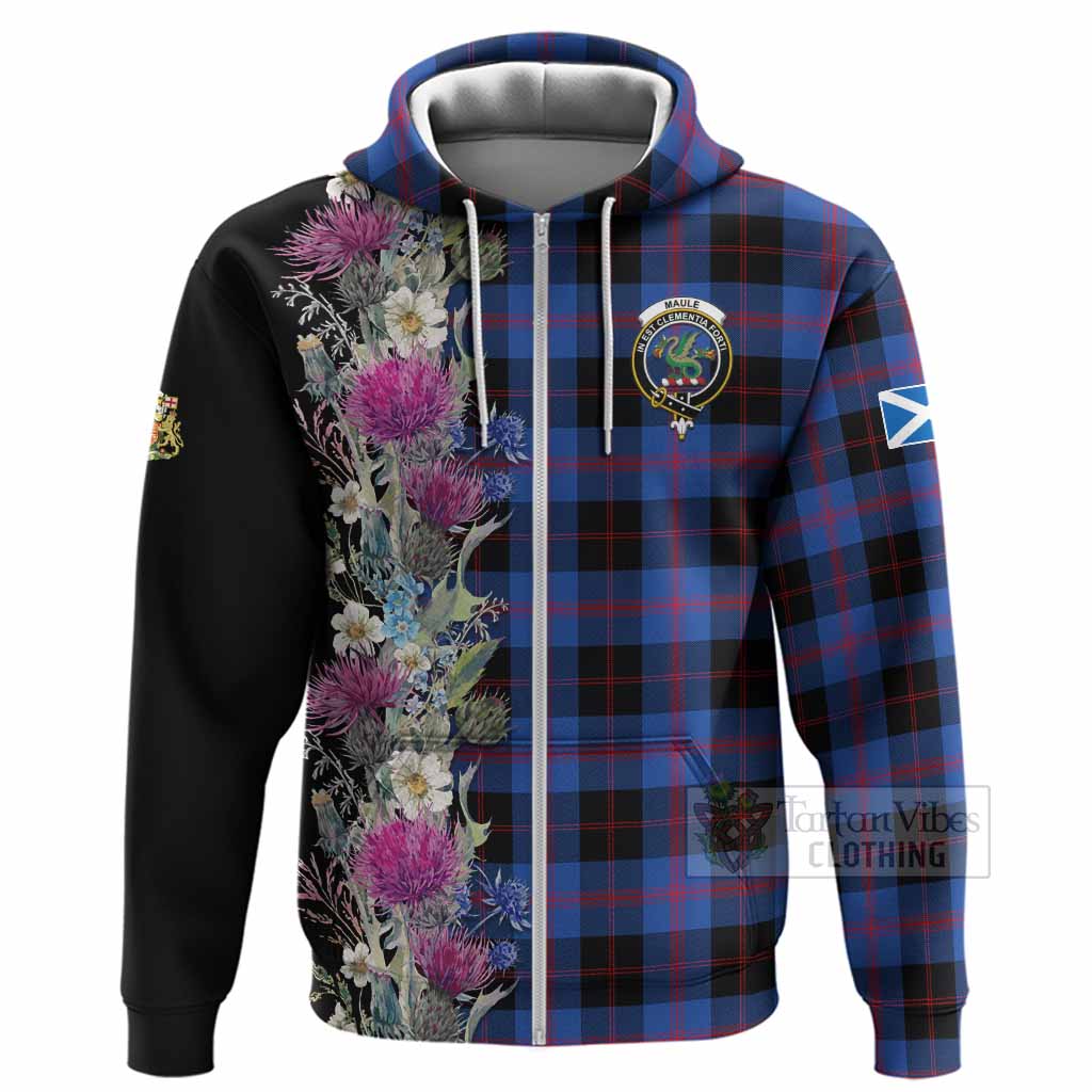 Maule Tartan Crest Thistle Floral Hoodie