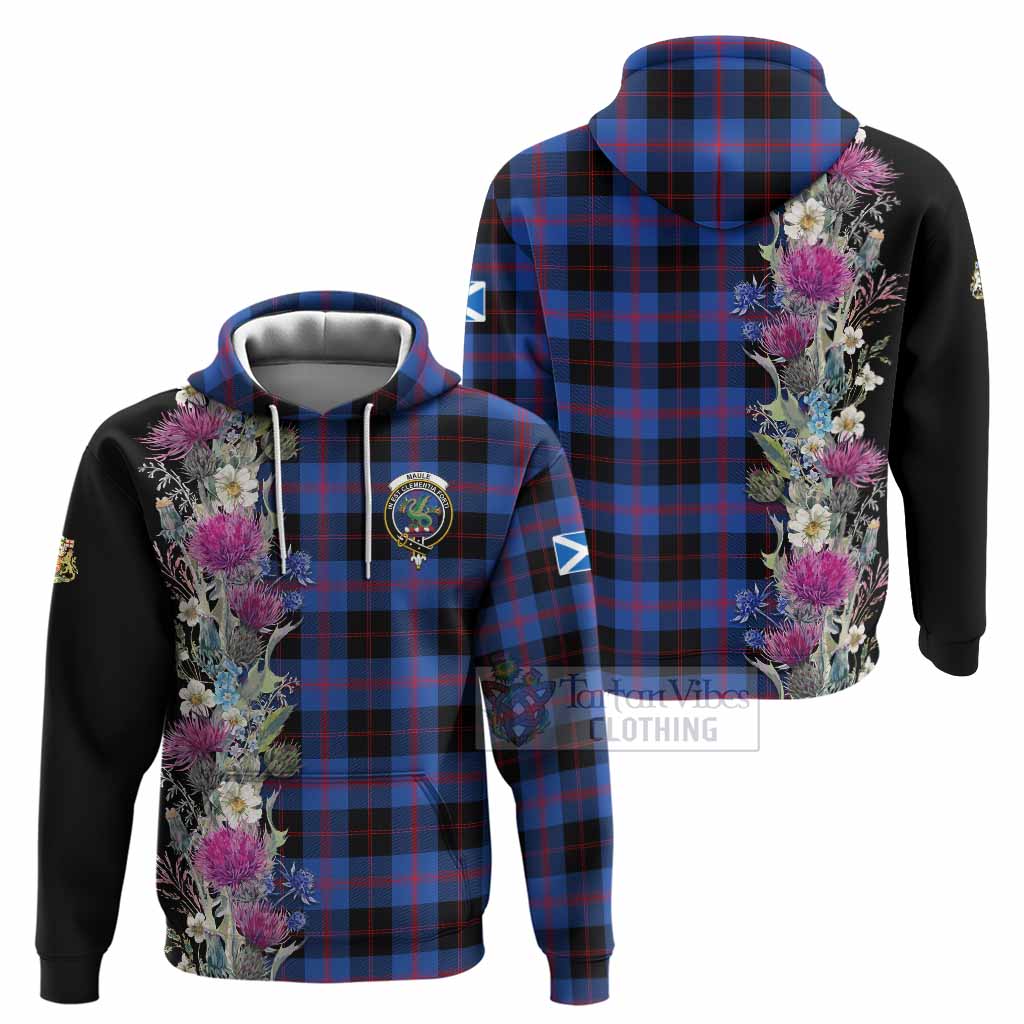 Maule Tartan Crest Thistle Floral Hoodie