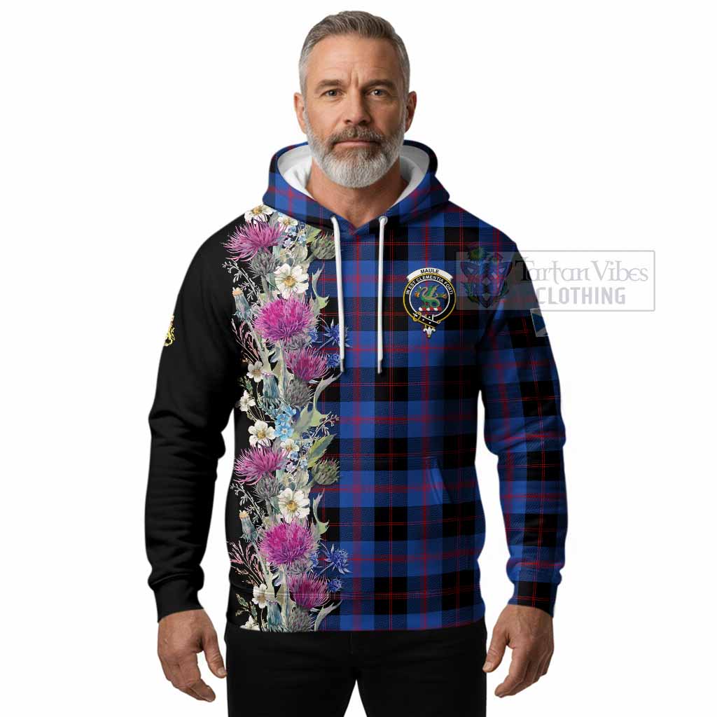 Maule Tartan Crest Thistle Floral Hoodie