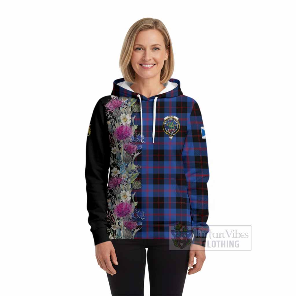 Maule Tartan Crest Thistle Floral Hoodie