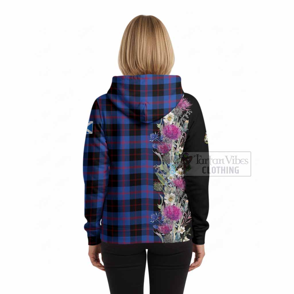 Maule Tartan Crest Thistle Floral Hoodie