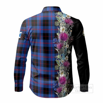 Maule Tartan Crest Thistle Floral Long Sleeve Button Shirts