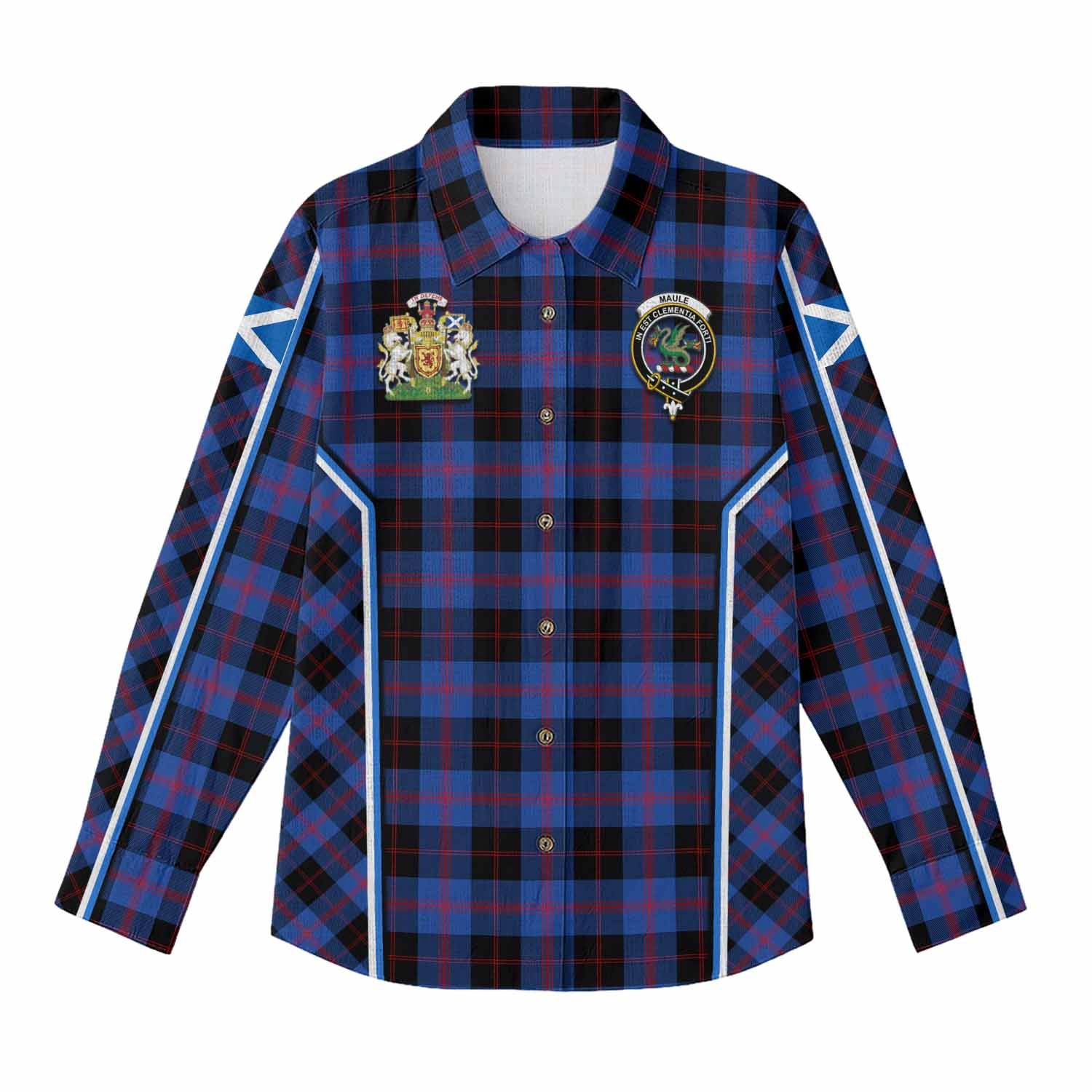 Maule Tartan Crest Women Casual Shirt Scotland Coat of Arm Flag Style - Tartan Vibes Clothing