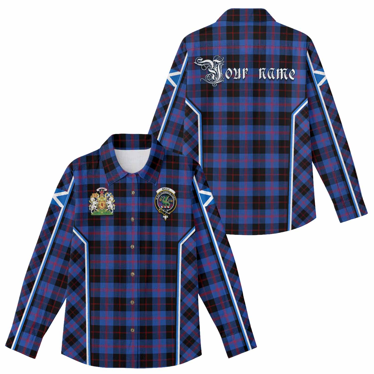 Maule Tartan Crest Women Casual Shirt Scotland Coat of Arm Flag Style - Tartan Vibes Clothing