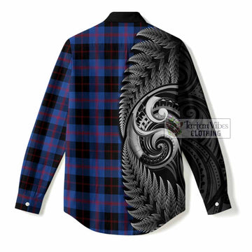 Maule Tartan Crest Women Casual Shirt With New Zealand Silver Fern Maori Koru
