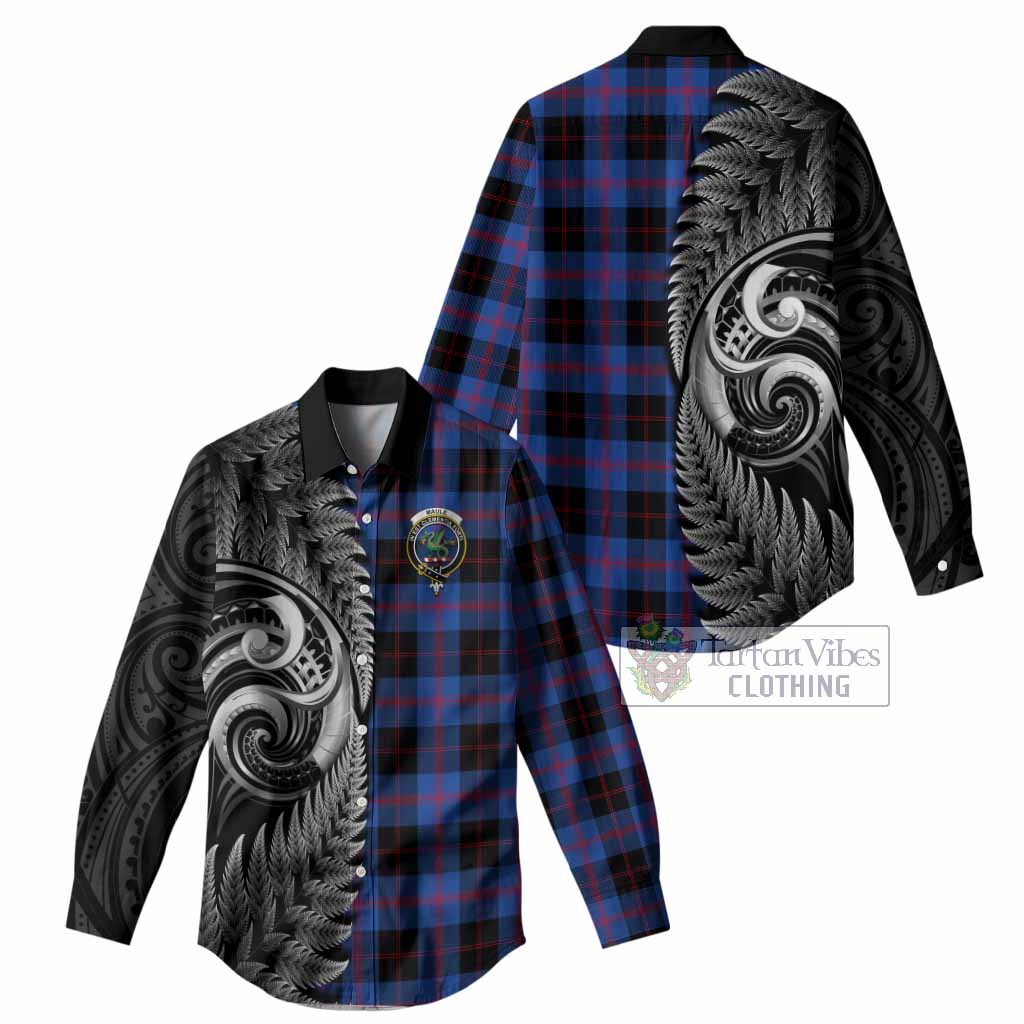 Maule Tartan Crest Women Casual Shirt With New Zealand Silver Fern Maori Koru