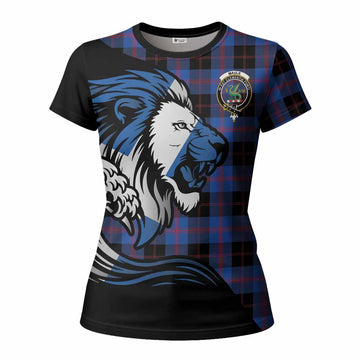 Maule Tartan Crest Women T shirt Scottish Golden Lions Wave Flow