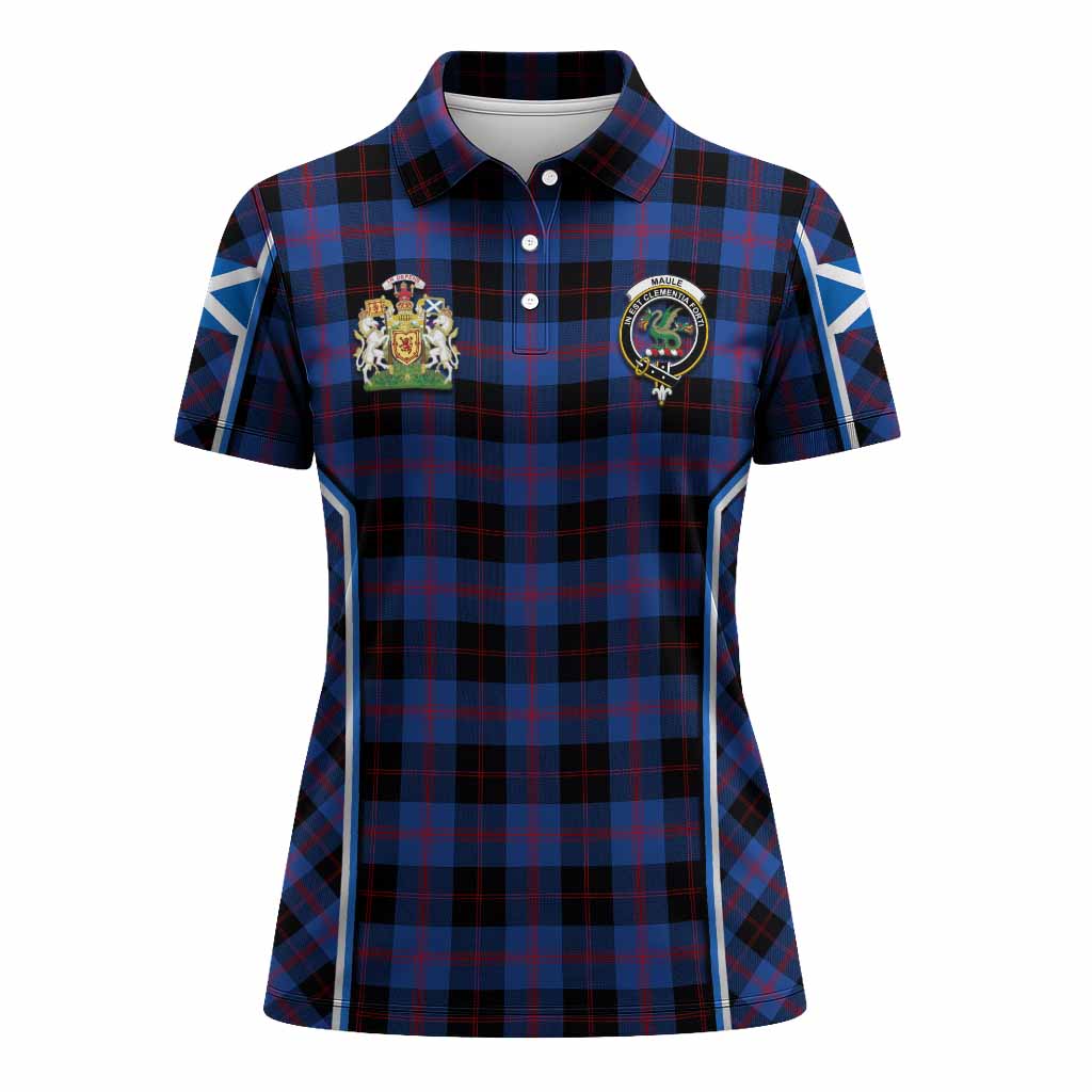 Maule Tartan Crest Women's Polo Shirt Scotland Coat of Arm Flag Style - Tartan Vibes Clothing