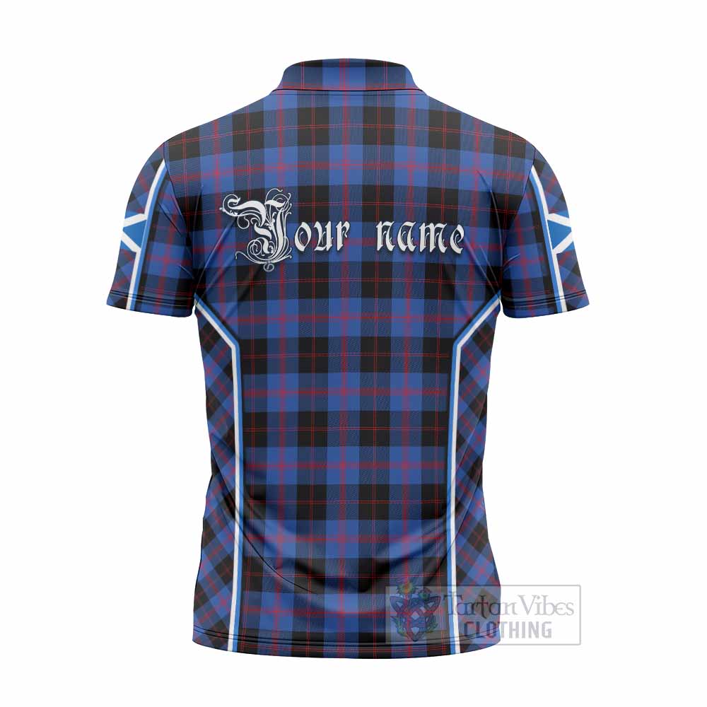 Maule Tartan Crest Zipper Polo Shirt Scotland Coat of Arm Flag Style - Tartan Vibes Clothing