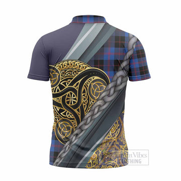 Maule Tartan Crest Zipper Polo Shirt Scottish Triskele Celtic