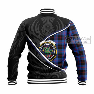 Maule Tartan Family Crest Baseball Jacket Celtic Scottish Thistle Floral